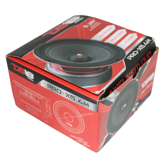 DS18 Car Audio 5.25" Midrange Loudspeaker 300 Watt 4 Ohm Red PRO-X5.4M Open Box