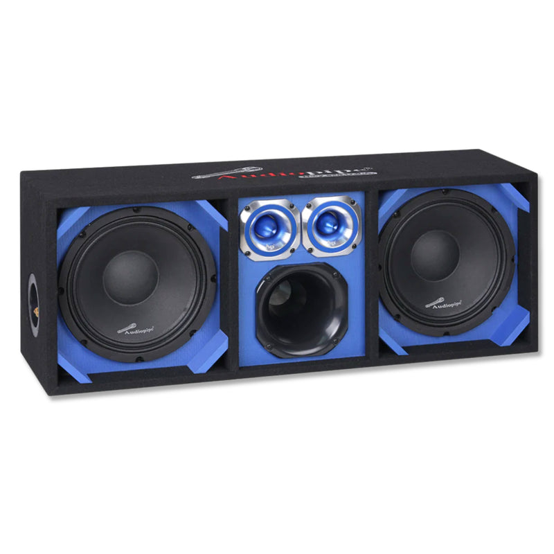 Blue Fully Loaded Speaker Box w/ 2x 10" Woofers, 6x 6" Drivers, 4x 4" Tweeters