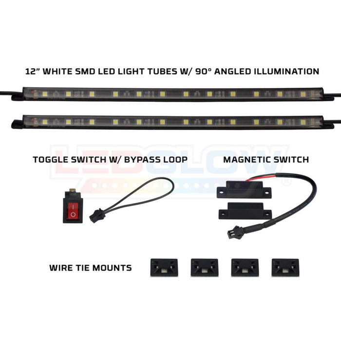 LEDGlow 2pc White LED Tool Box Lights with Power Switch