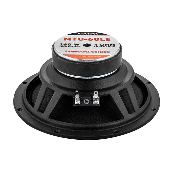 Avatar Tsunami Car Audio 6.5" Mid-Range Speakers Black 160 Watts 4 Ohm MTU-60LE
