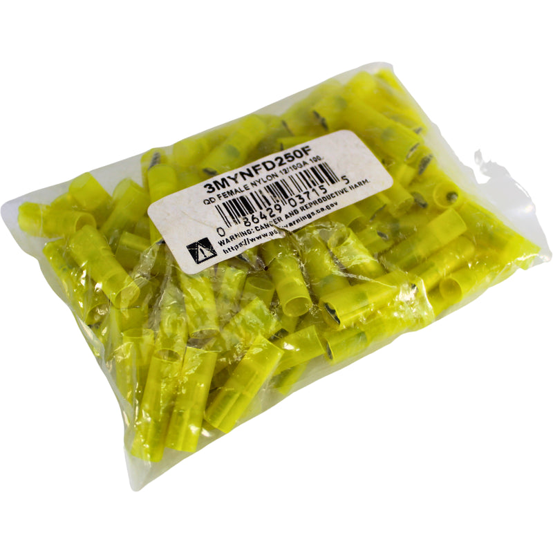 3M Yellow Nylon Female Quick Disconnect 12-10 AWG .250 100PK Metra / 3MYNFD250F