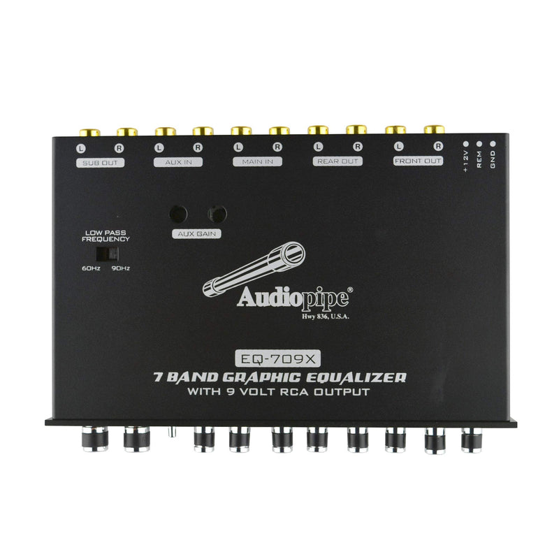Audiopipe 7 Band 9V Line Driver with Subwoofer Control Graphic Equalizer EQ-709X