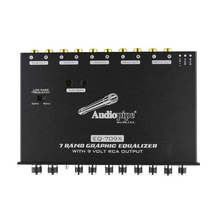 Audiopipe 7 Band 9V Line Driver with Subwoofer Control Graphic Equalizer EQ-709X