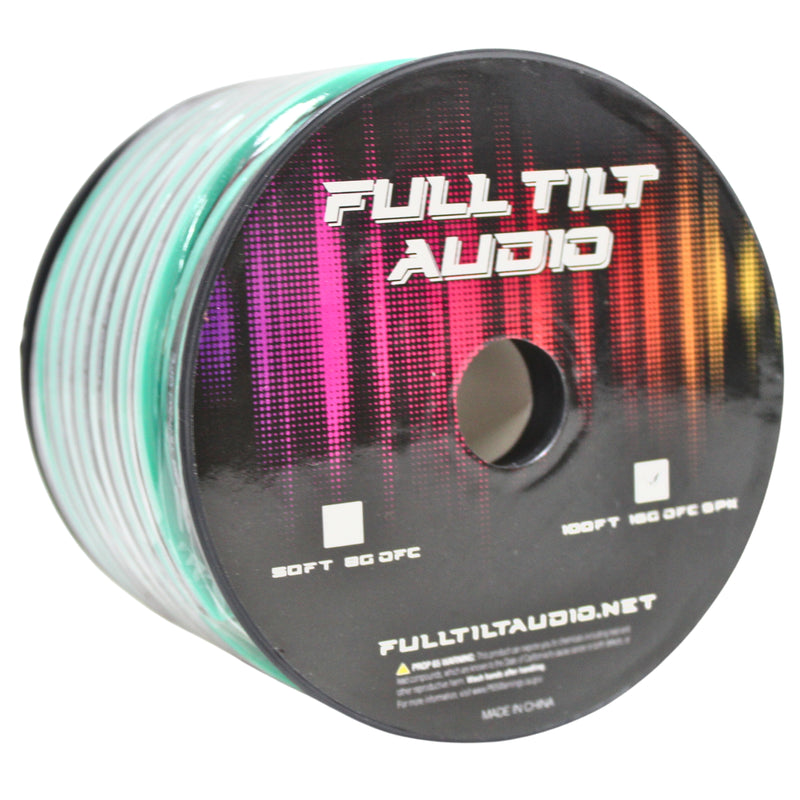 Full Tilt Audio 16 GA Tinned OFC Speaker Wire Teal/Black Lot Cut By The Foot