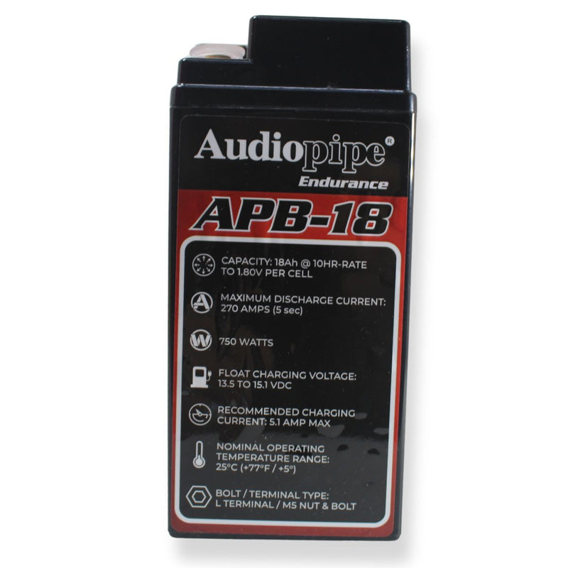 Audiopipe APB-18 12V 750W 270Amp AGM Deep Cycle Power Cell Battery 18Ah