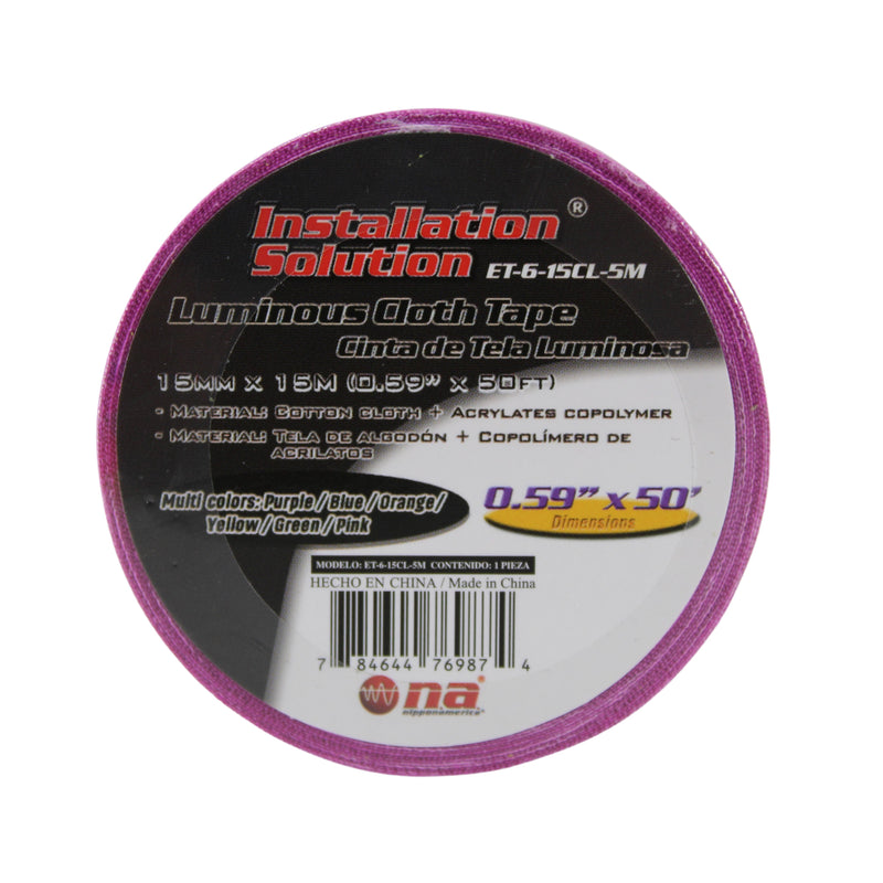 Multi-Color 0.59" x 50 Ft Luminous Cotton Cloth High Heat Harness Copolymer Tape