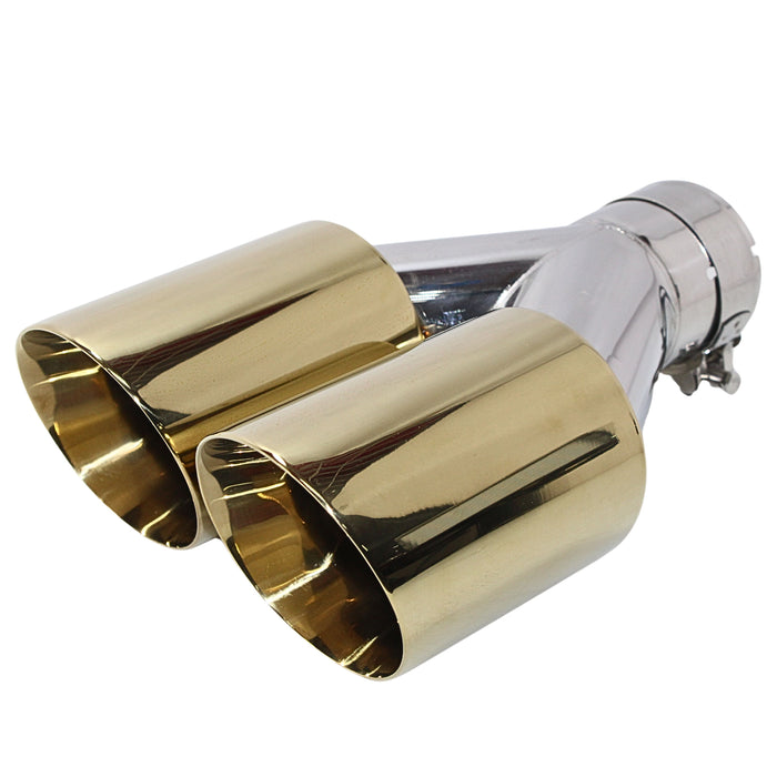 Mach-Speed Universal Car Exhaust Tip Slant Cut Double Wall Miami Gold Open Box