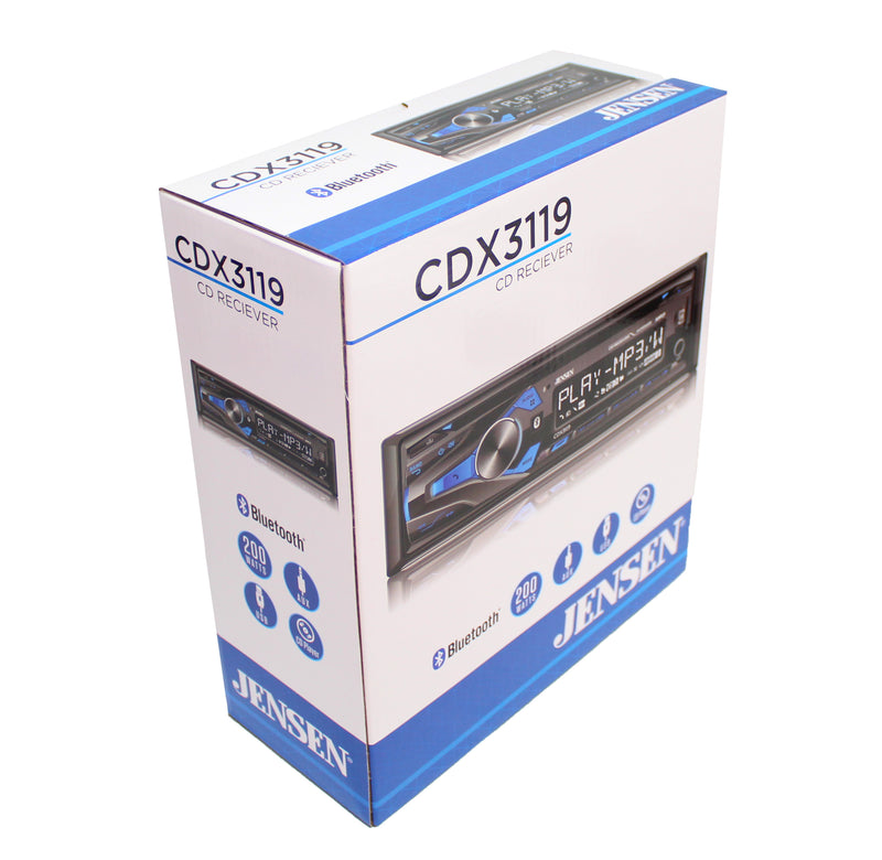 Jensen CDX3119 Single Din Bluetooth AM/FM MP3 USB/AUX CD Car Stereo