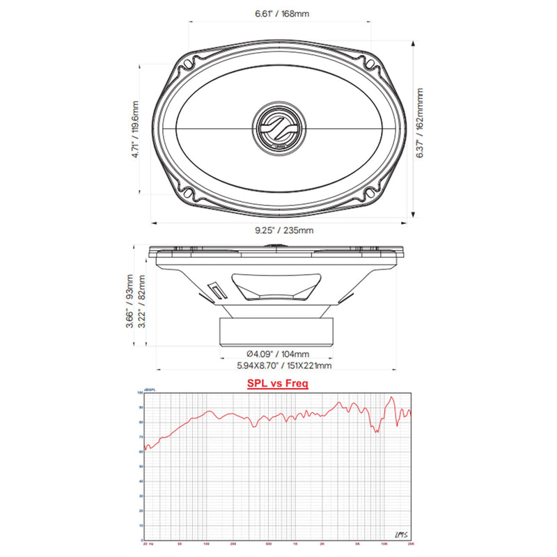 DS18 ELITE 6x9 Coaxial Speakers 120W RMS 4 Ohm 2-Way Pair  ZXI-694