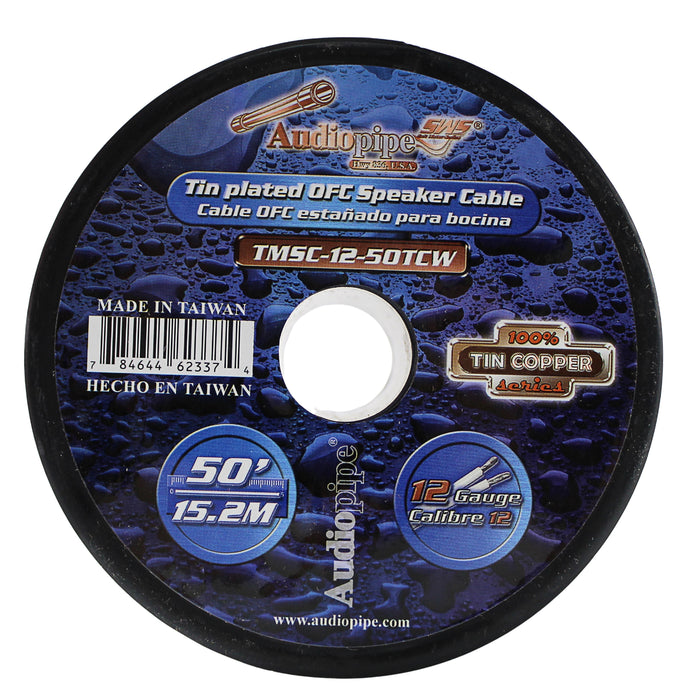 Audiopipe 12 GA 50 FT OFC Tin Copper Stranded Marine Speaker Wire Spool White