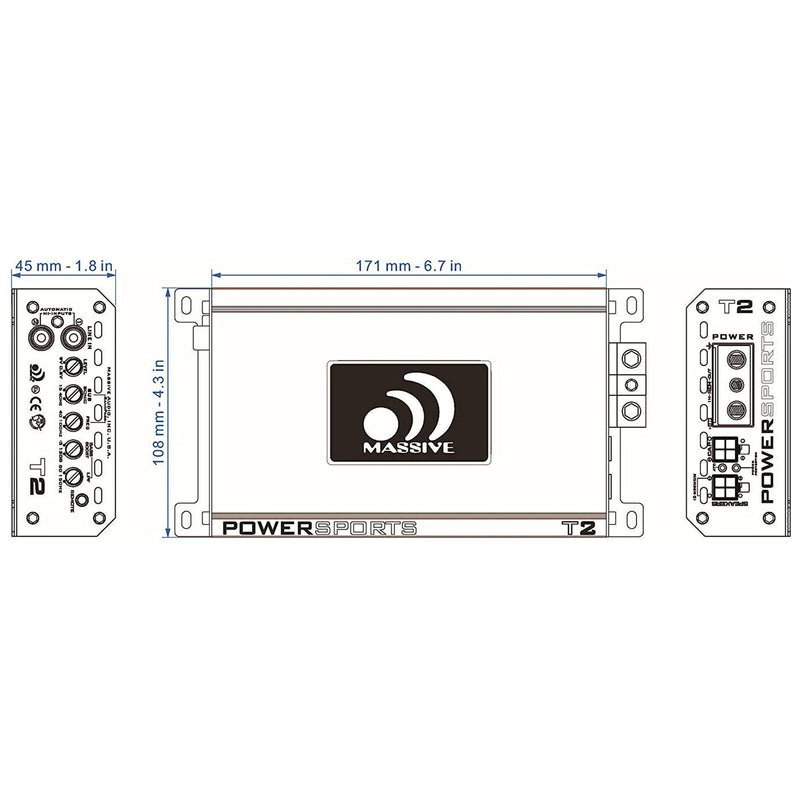 Massive Audio Trident 800 Watt Mono Block Amplifier Marine Water Resistant T2