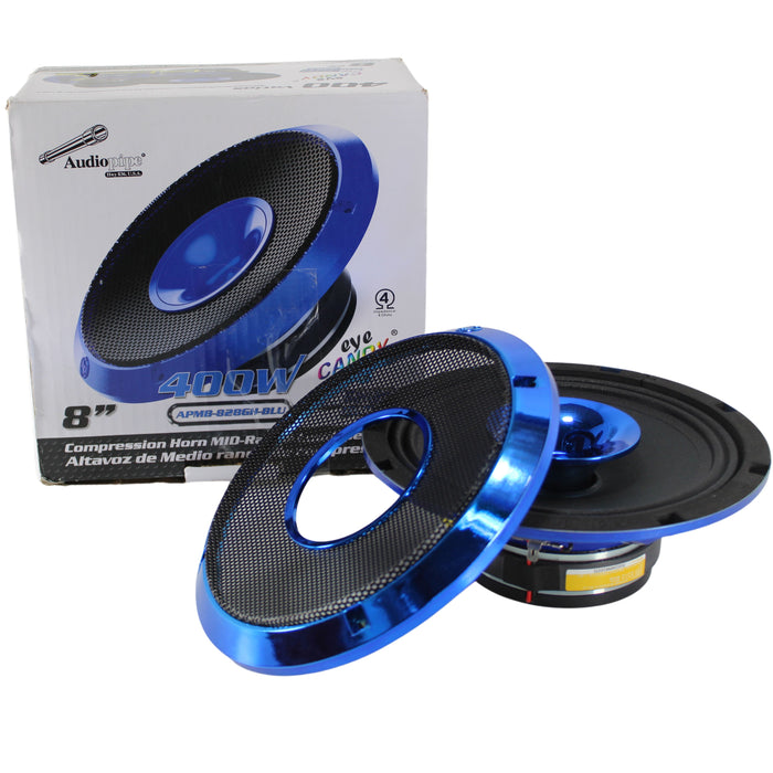 8" 200W RMS 4 Ohm Blue Eye Candy Compression Horn Midrange Coaxspeaker -OPEN BOX