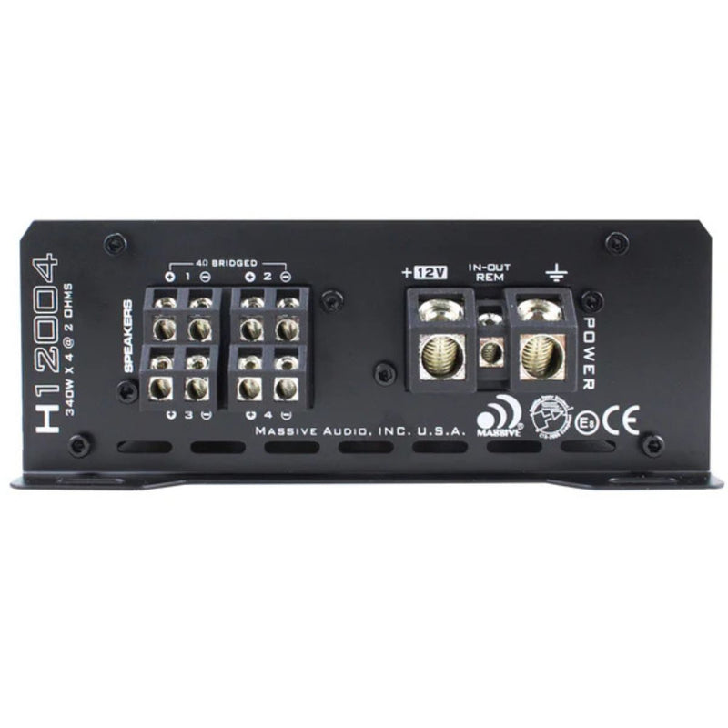 Massive Audio 200 Watts RMS 4-Ohm 4 Channel Full Range Class D Amplifier H12004