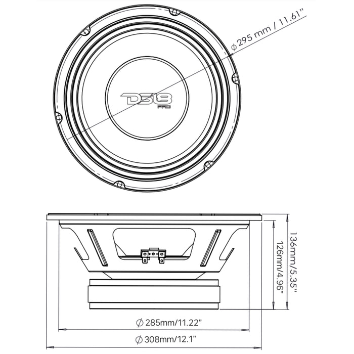 DS18 Pro-X Series 12" 900W Max 8-Ohm Midrange Loud Speaker PRO-X12M