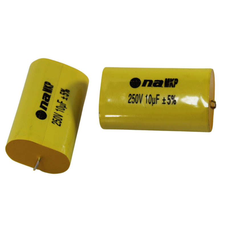 Pair of 10 Microfarad Bass Blocker 250 Volt Metalized Film Capacitors
