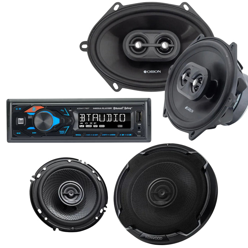 One Pair of 6.5" 4-Ohm & One Pair of 6x9" 4-ohm Speakers w/ Bluetooth Car Radio