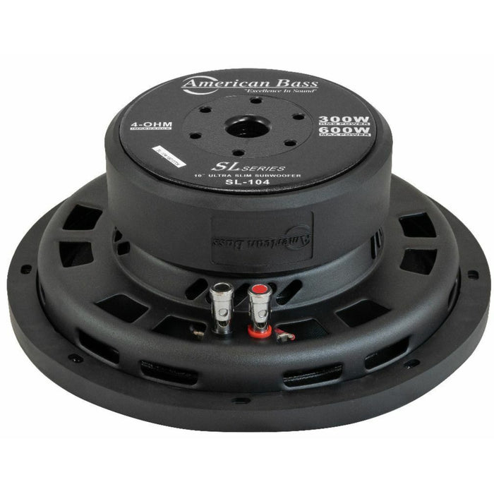 American Bass Slimline 10" 300W RMS SVC 4-Ohm Shallow Mount Black Subwoofer