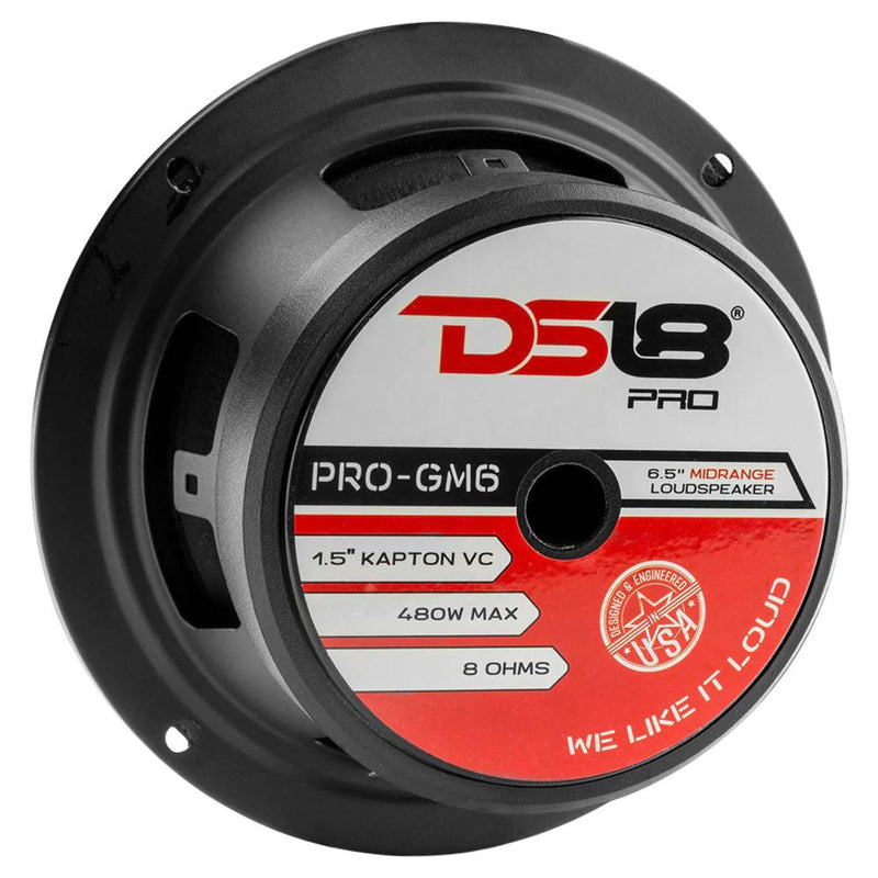 4x DS18 6.5" Mid Range Loudspeaker PRO-GM6 & EXL-P800X4 Power 4CH Amplifier