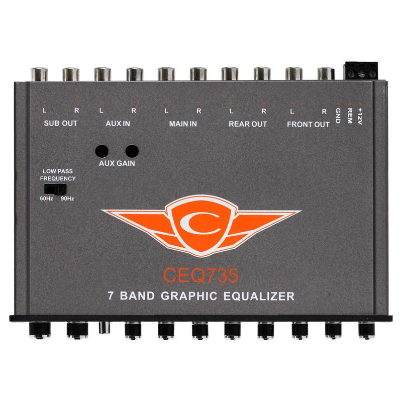 Cadence 7-Band Graphic Equalizer 12dB Boost, Subwoofer Control, 7V Output CEQ735