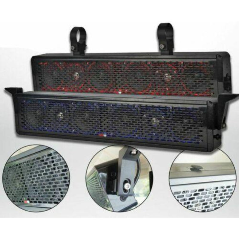 25" 2 Way Marine Soundbar Speaker Waterproof UTV ATV Golf Cart RGB LED Lights