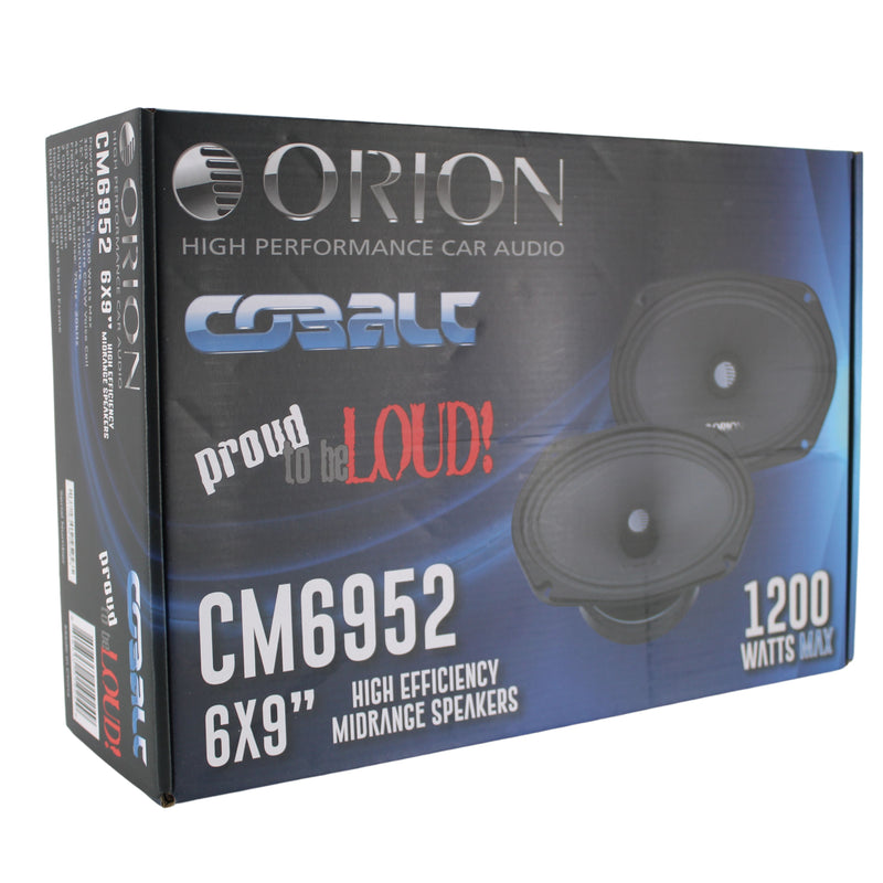 Pair of Orion 2-Ohm 300w RMS Cobalt High Efficiency 6x9" Midrange Bullet Speaker