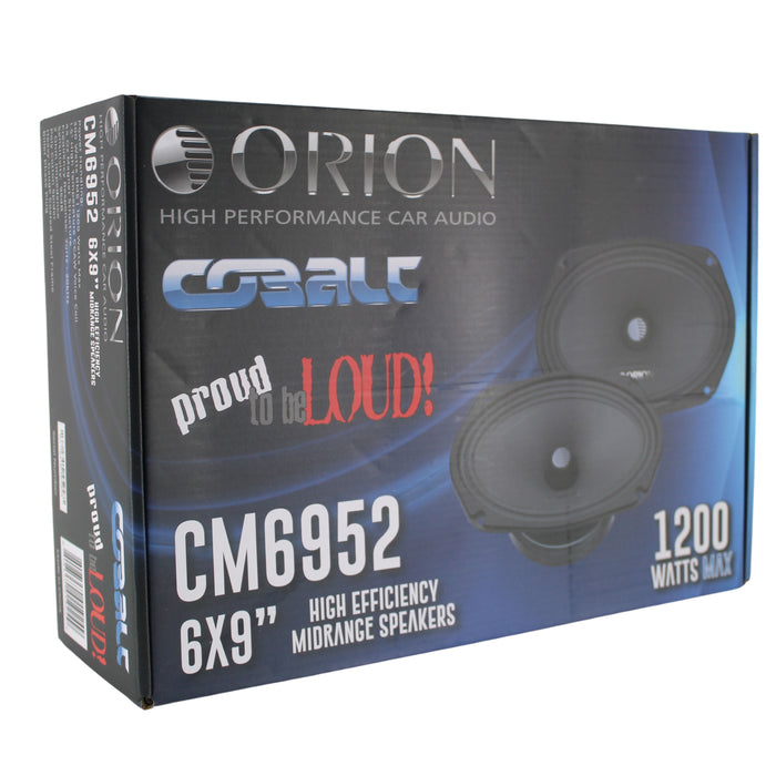 Pair of Orion 2-Ohm 300w RMS Cobalt High Efficiency 6x9" Midrange Bullet Speaker