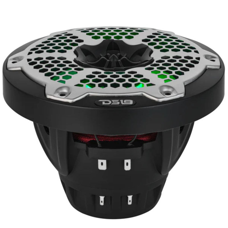 DS18 6.5" 250W RMS 4-Ohm Marine 2-Way Hybrid Speaker Pair w/ RGB LED NXL-6MD-BK