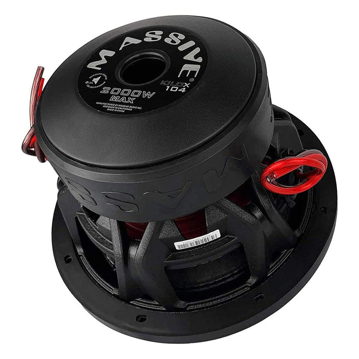 Massive Audio 10" 2000 Watt Subwoofer Dual 4 Ohm Voice Coil KILOX104