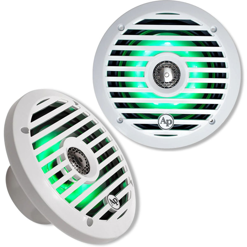 6.5” 100W RMS Coaxial 2-Way Marine Speaker Pair with LED Remote | APSW-654GL