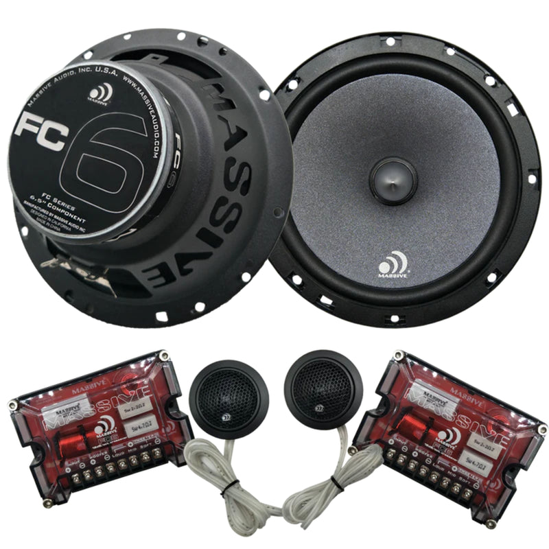 Pair of Massive Audio 6.5" 4-Ohm 150 Watts RMS Component Kit Speakers