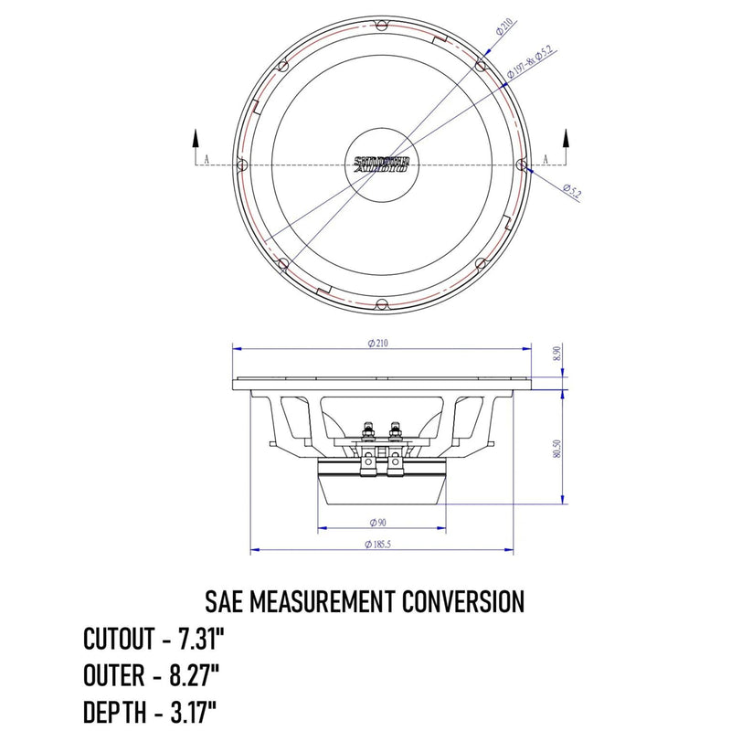 Sundown Car Audio v.4 8" 8 Ohm Loudspeaker 130W RMS NEOPRO-V4-8-8