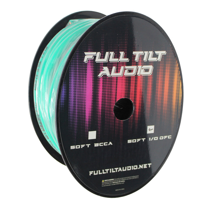 Full Tilt Audio 1/0 G Tinned Oxygen Free Copper Power/Ground Wire Sea Foam Lot