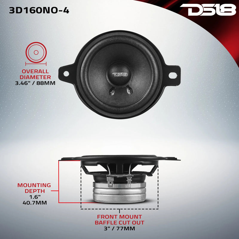 3" 80 Watt RMS 4-ohm OEM Dash Loudspeaker Pair with Neodymium Magnet