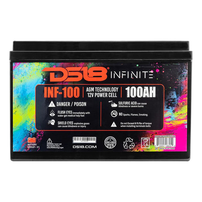 DS18 12V Battery 100 AH 2800W AGM Group 31 1200 Amps INFINITE INF-100
