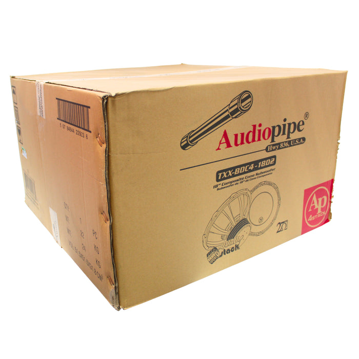 Audiopipe 18" 3400W 2+2Ohm Quad Stacked Strontium Magnet Subwoofer TXX-BDC4-18D2