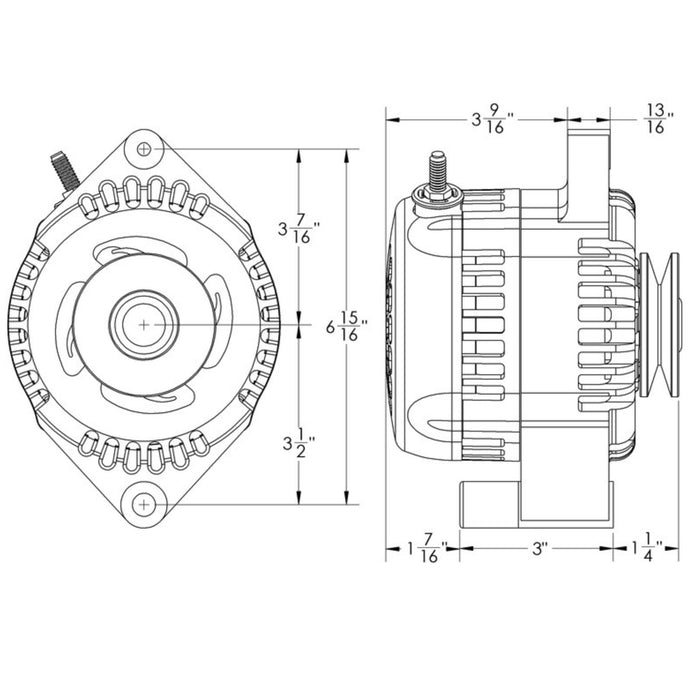 Mechman S-Series Black 170 Amp Racing Alternator For 1965-1985 Early Ford