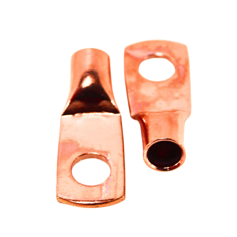 Pair of 4 Gauge 1/4 Inch Solder style Copper Ring Terminal Lugs w/ Heatshrink