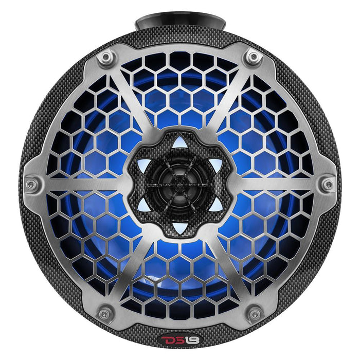 Mini 6.5" Marine Pod Speakers 600W Carbon Fiber RGB LED Jetski DS18 CF-PS6