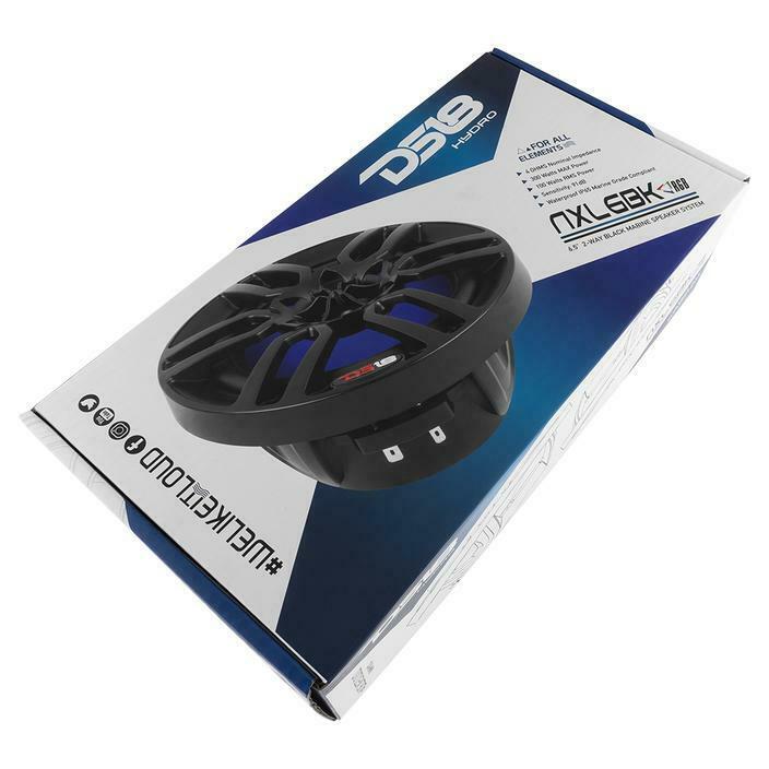 DS18 6.5" 600W 4 Ohm Black Marine Power Sport RGB LED Speakers Pair NXL6BK