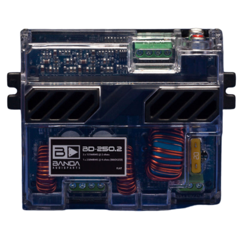 Banda Pocket Series Compact 250 Watt 2-Ohm 2-Channel Brazilian Amplifier BD-250.2