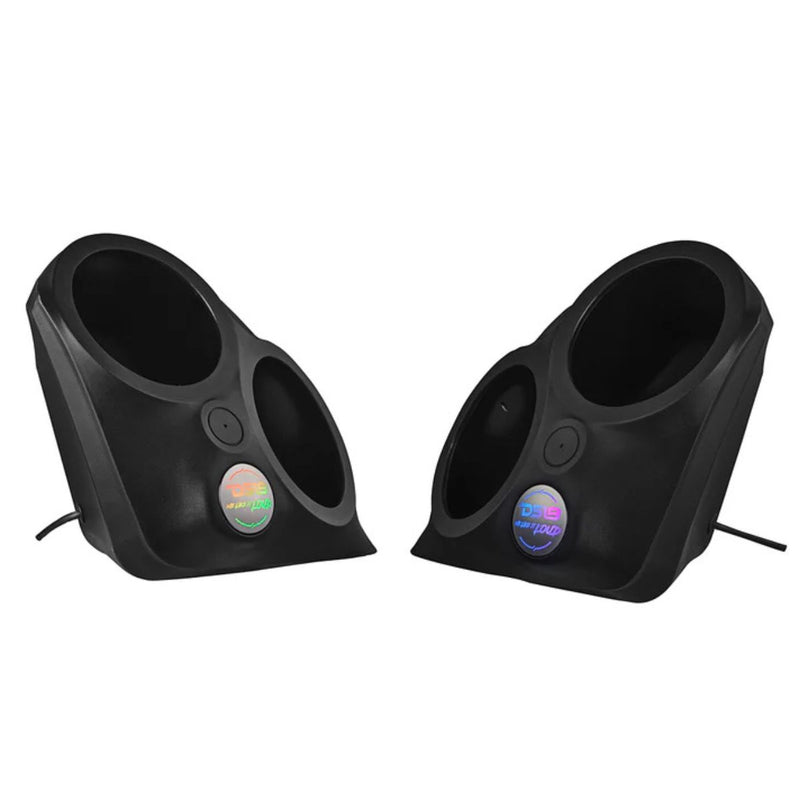 DS18 Polaris Slingshot Front Fender Dual 8" Speaker Pods w/ Digital LED Lighting