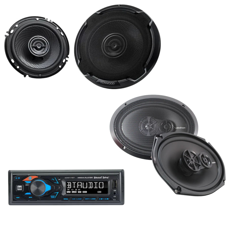One Pair of 6.5" & One Pair of 6x9" 4-Ohm Coaxial Speakers w/Bluetooth Car Radio