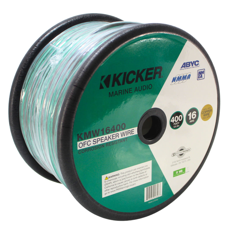 Kicker Marine 16 GA Silver Tinned OFC Speaker Wire Green/Clr Lot Cut By The Foot