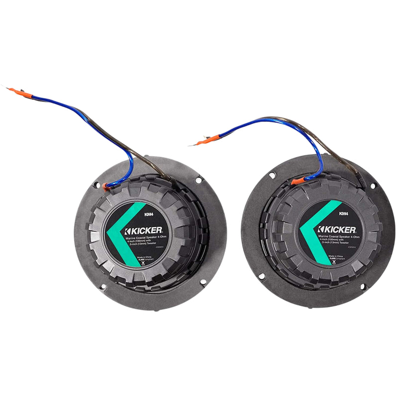 Kicker 4" Marine Coaxial Speakers Pair 4-Ohm 50W RMS Powersport Audio 45KM44