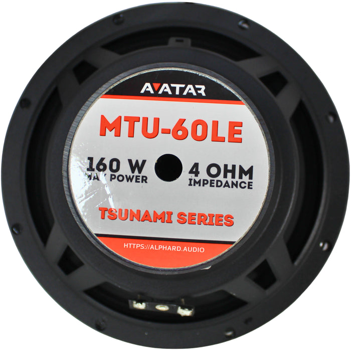 Avatar TSUNAMI Series 6.5" 80W RMS 4-Ohm SVC Mid-Range Speakers / MTU-60LE