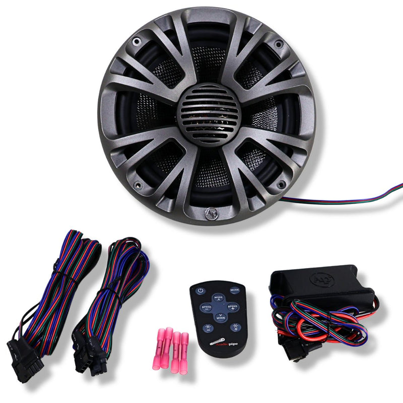 8" Coaxial 250W RMS 4-Ohm 2-Way Marine Speaker Pair w/ LED Lights Audiopipe