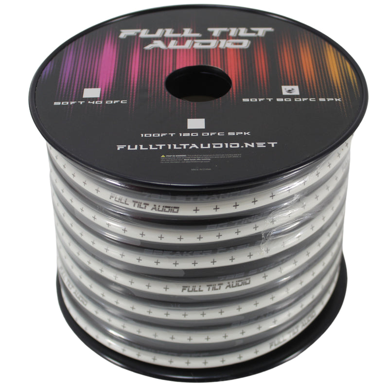 Full Tilt Audio 8 Gauge Tinned OFC Speaker Wire White/Black Lot Cut By The Foot