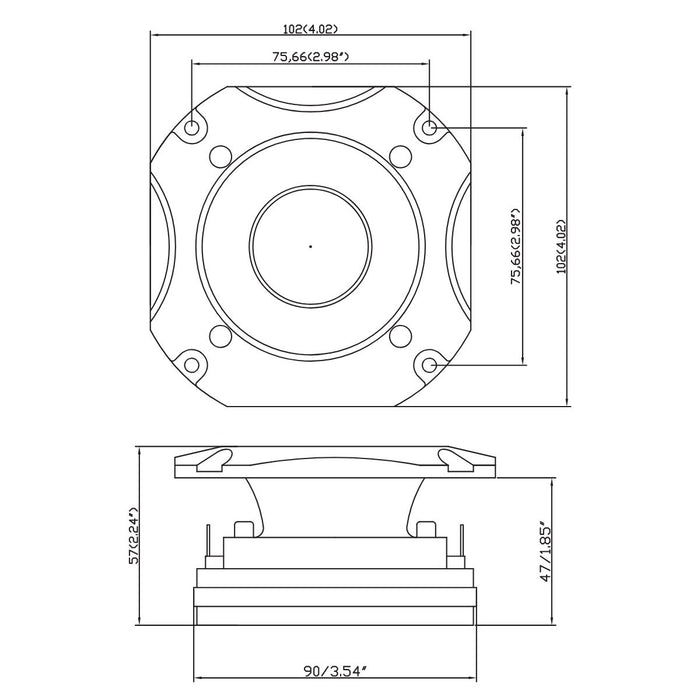 3.5" 60W RMS 4 Ohm Neo Bullet Tweeter High Powered Compression Driver MT1V2