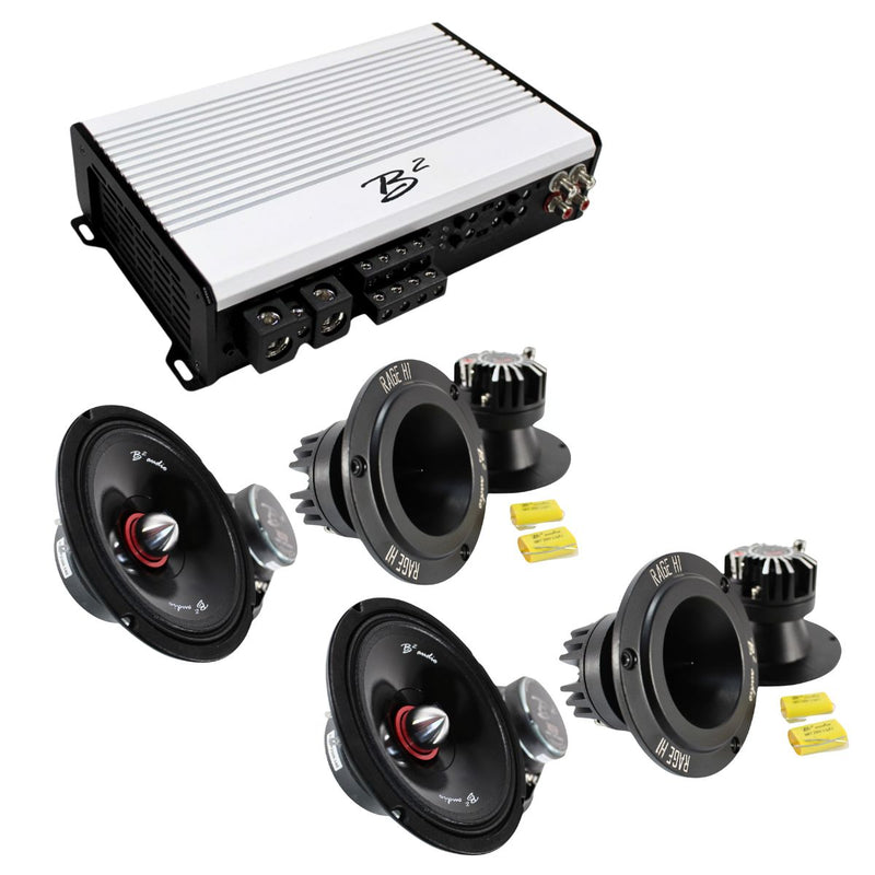 B2 Audio RAGE 1200.4 Amplifier + RIOT8P 8" Midrange + RAGE H1 Neo Tweeter Combo