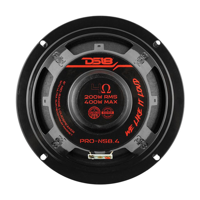 DS18 PRO 8" Mid-Range Speaker 400 Watt 4 Ohm with Ultra Slim Neodymium Magnet